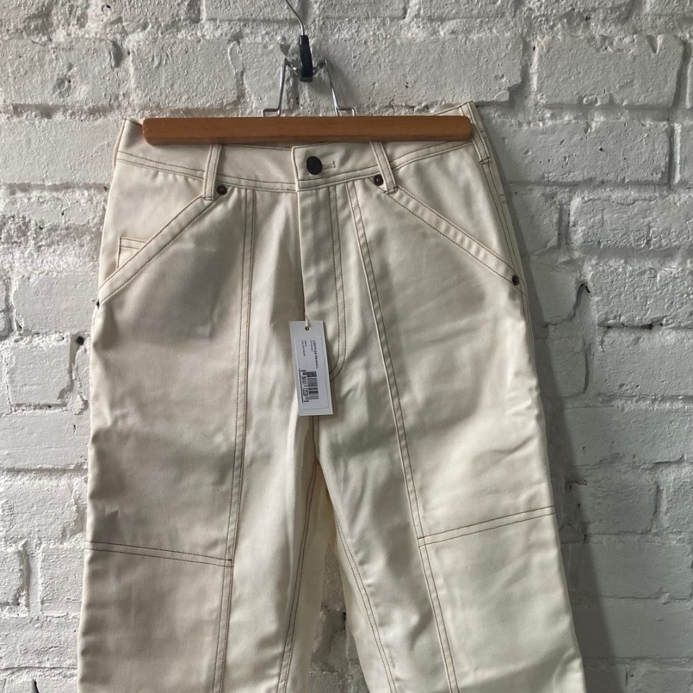 NWT Loeffler Randall Womens Roy Cream Carpenter Pant Cream size SMALL